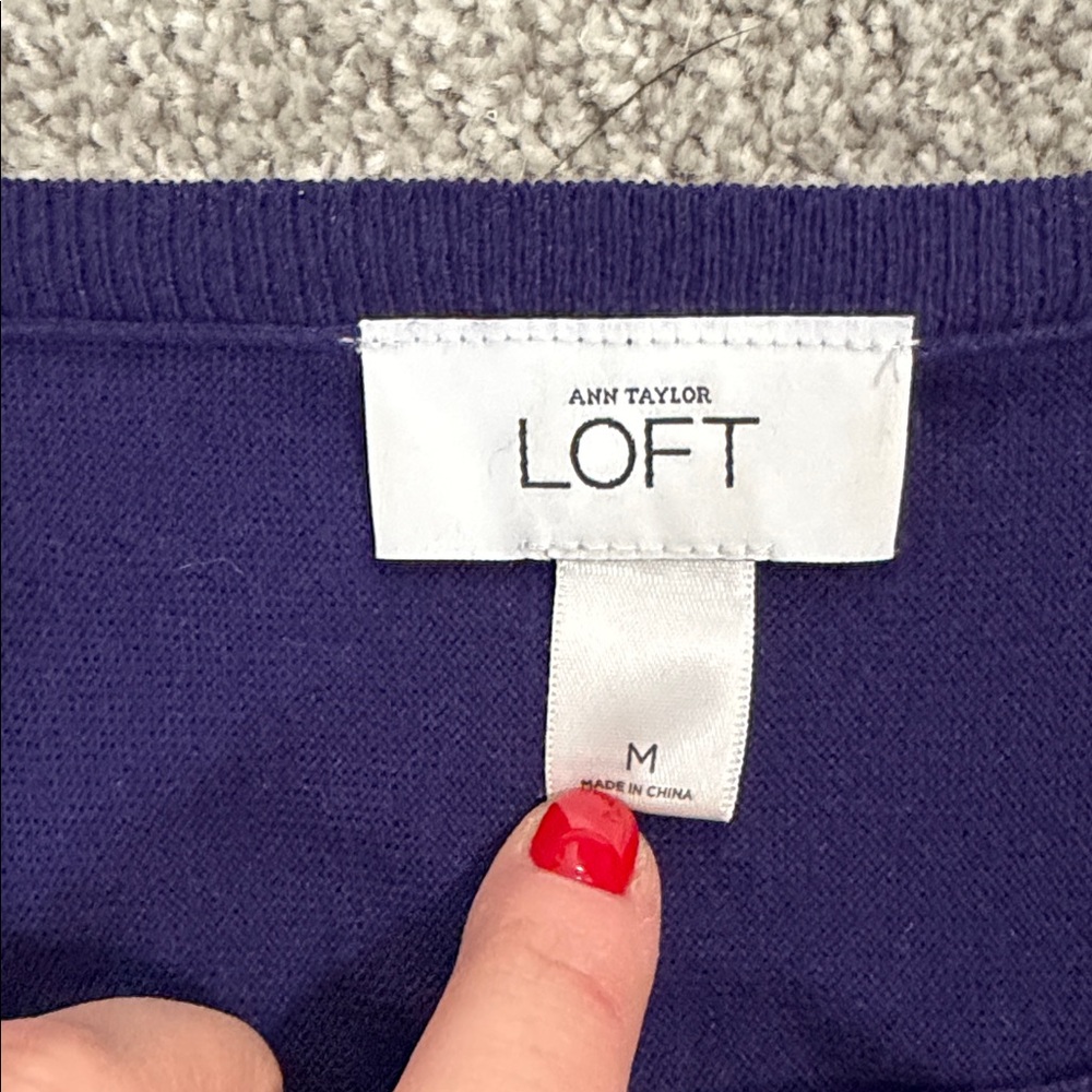 LOFT Women's Deep Blue Crew Neck Sweater - Picture 3 of 3